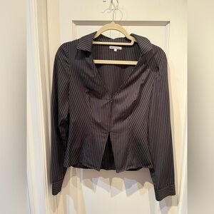 Reformation Black Pinstripe Bala Top